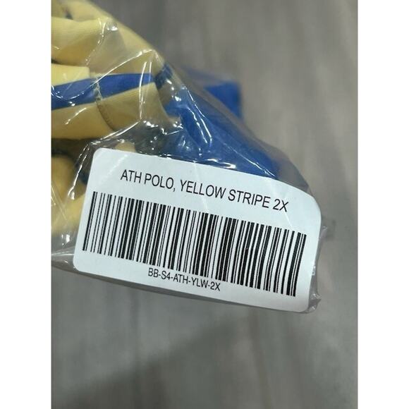 NWT Bogey Boys Mens Golf Polo Shirt Spell Out Logo Striped Yellow Blue Size XXL - Picture 5 of 7